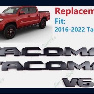3PCS Matte Black Door Tacoma Rear V6 Emblem Side Badge For 2016-2022
